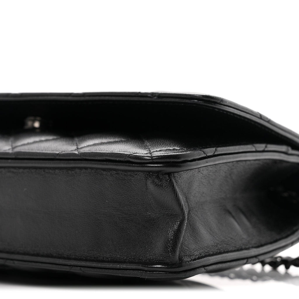 Lambskin Quilted Wallet On Chain WOC So Black