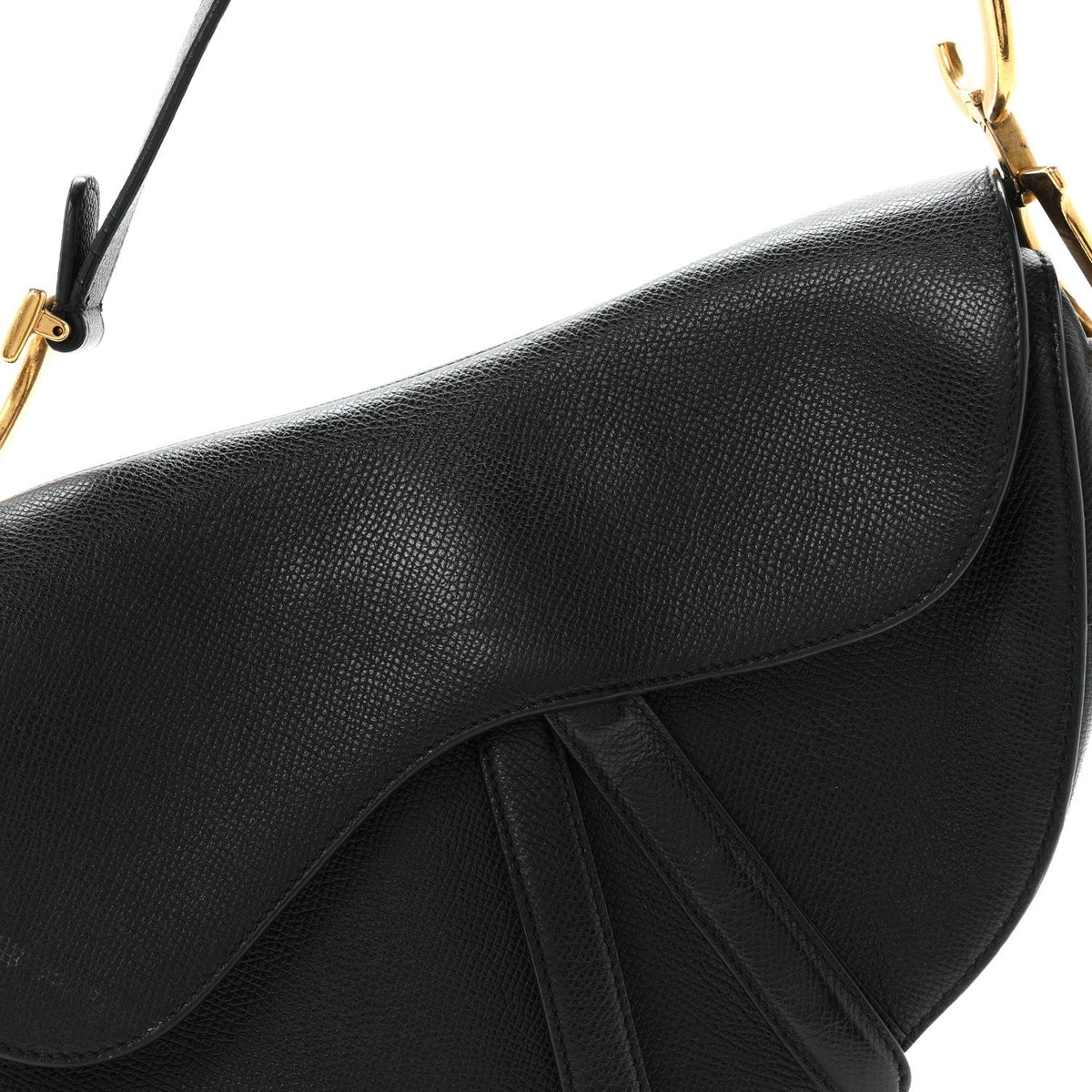 Grained Calfskin Saddle Bag Black