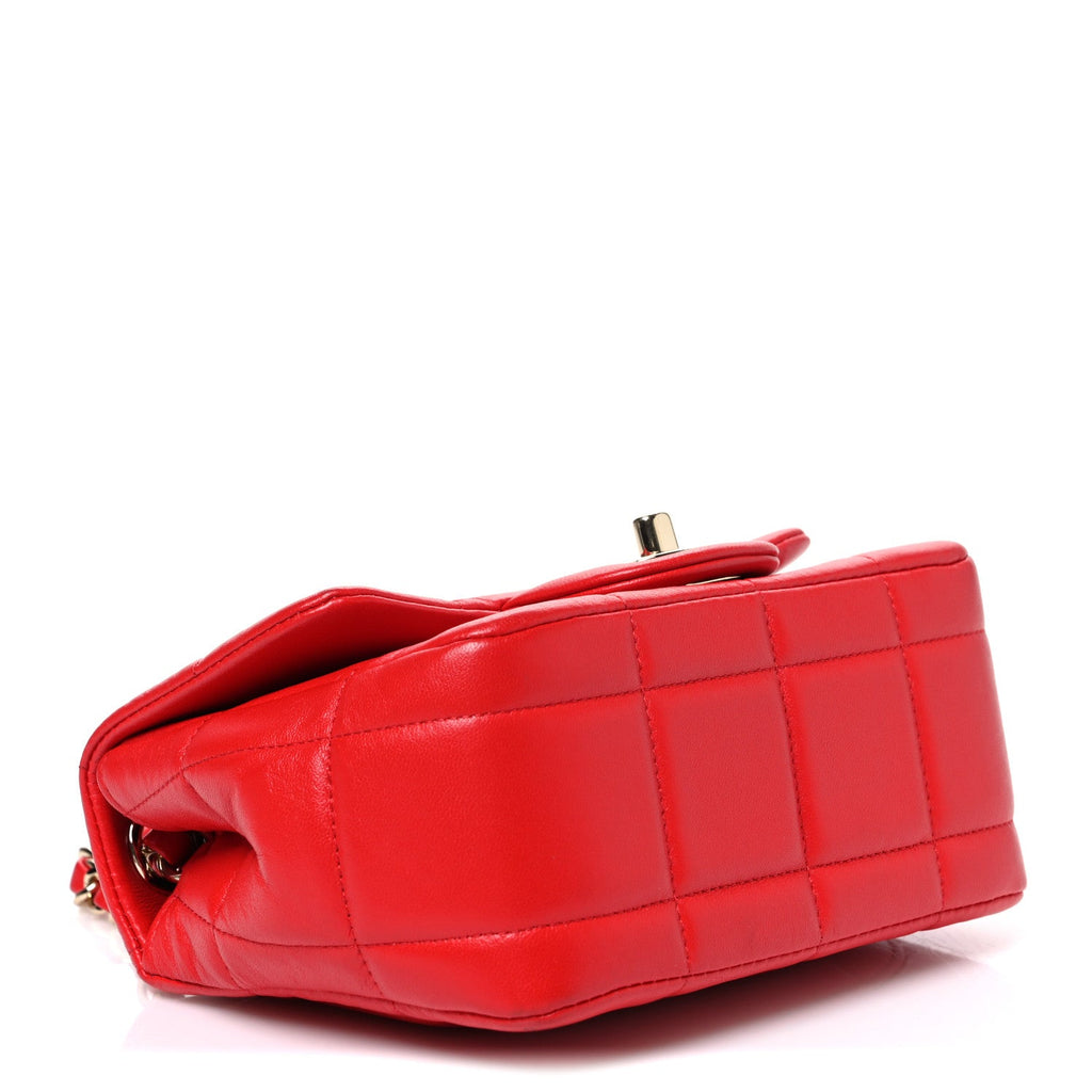 Lambskin Resin Crystal Square Quilted Monacoco Mini Flap Red
