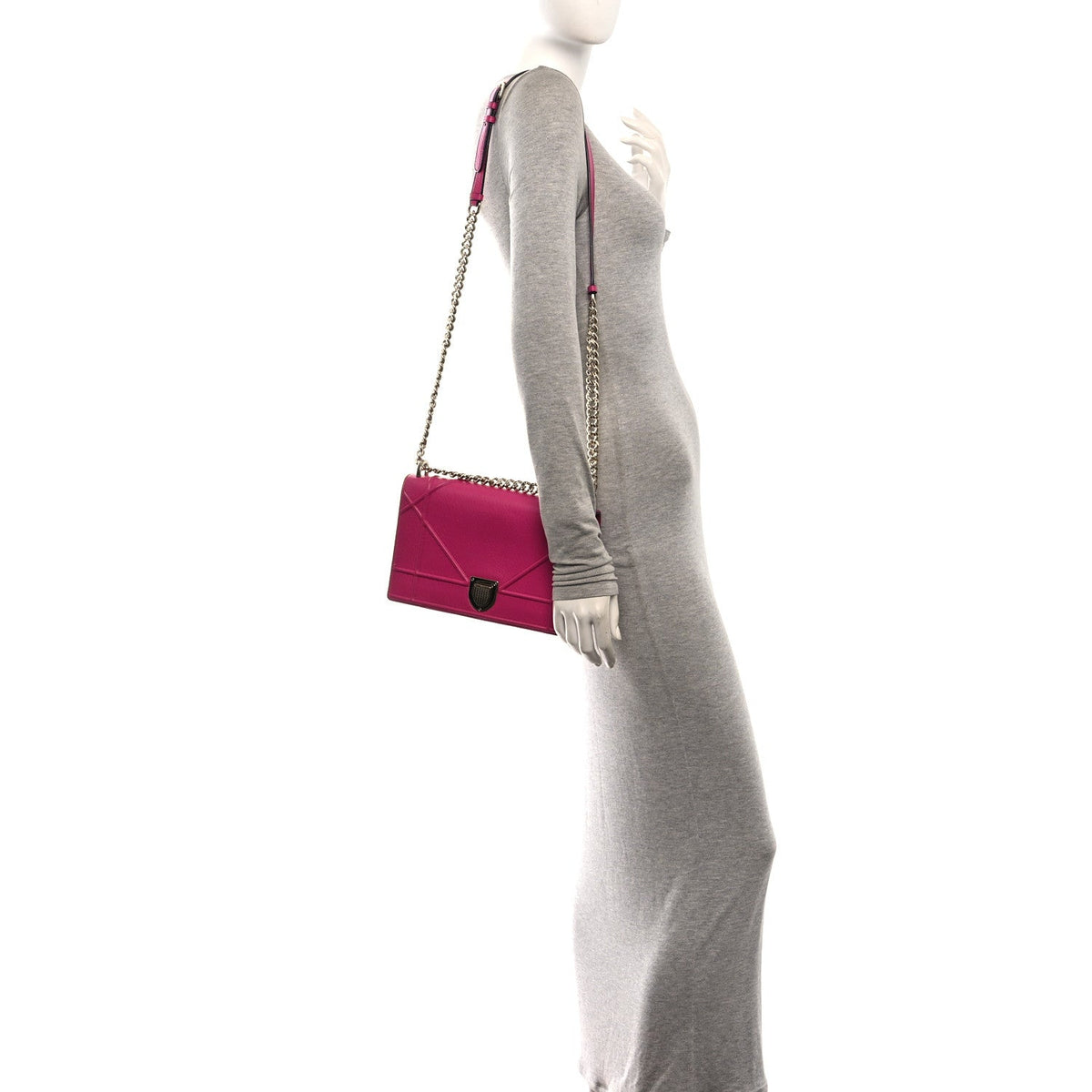 Grained Calfskin Medium Diorama Flap Bag Pink