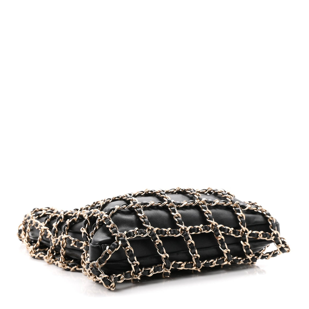 Lambskin Shopping Chain Tote Black