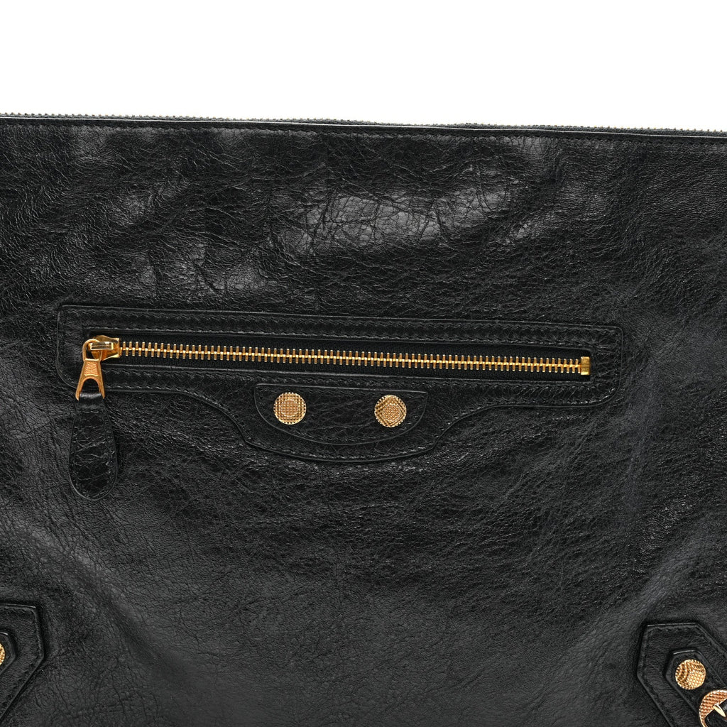 Agneau Giant 12 Gold Hardware Pouch Clutch Black