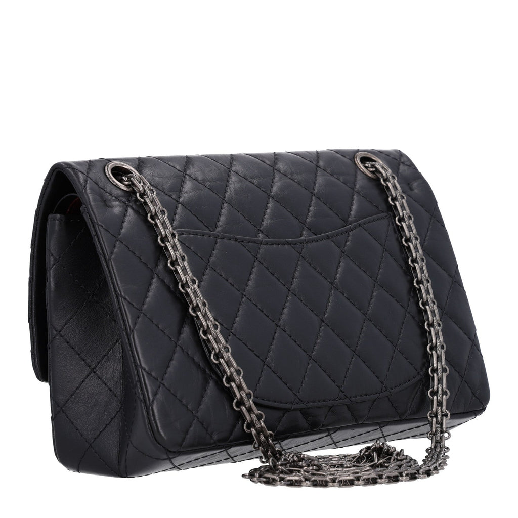 Aged Calfskin Quilted 2.55 Reissue 225 Flap Black
