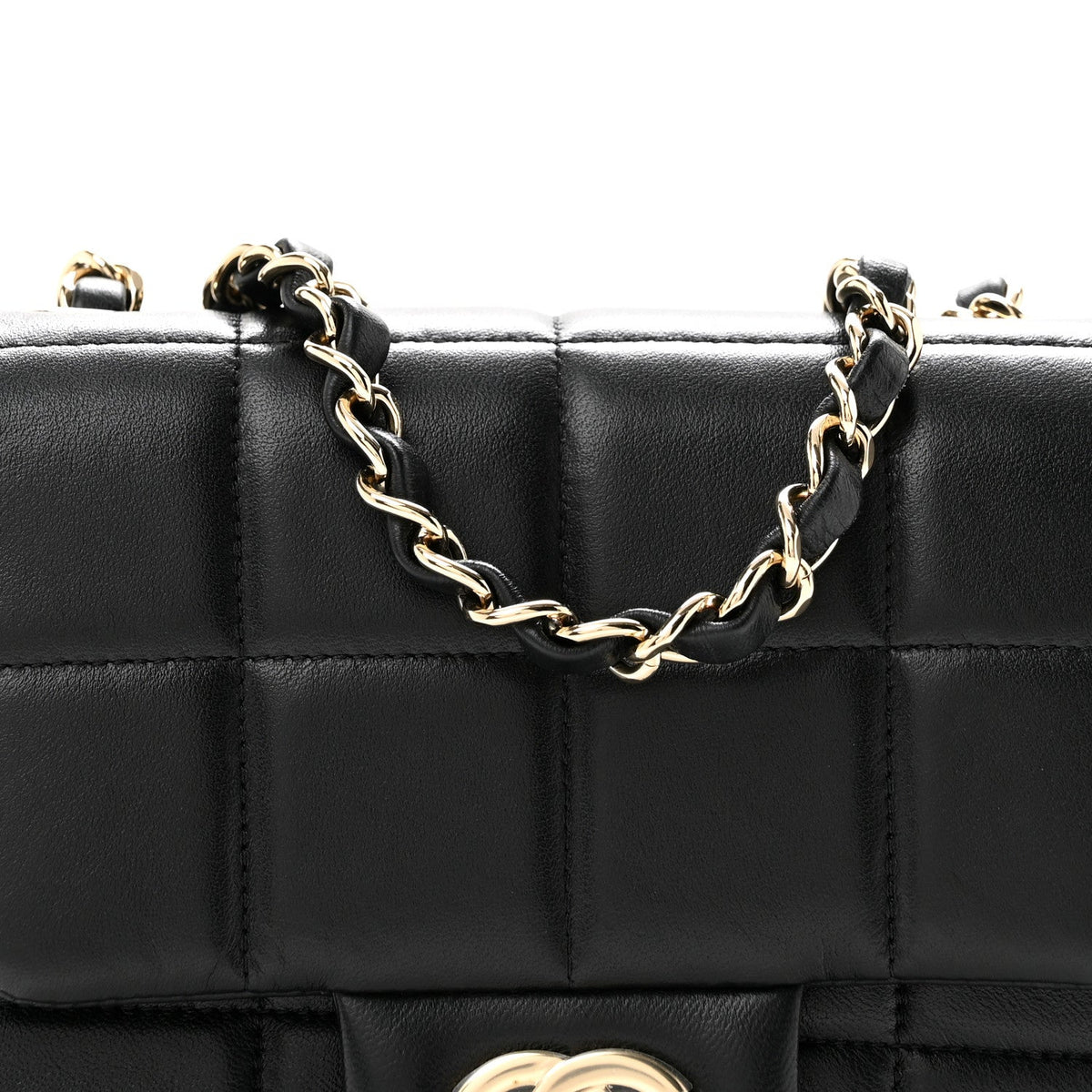 Lambskin Resin Crystal Square Quilted Mini Monacoco Flap Black