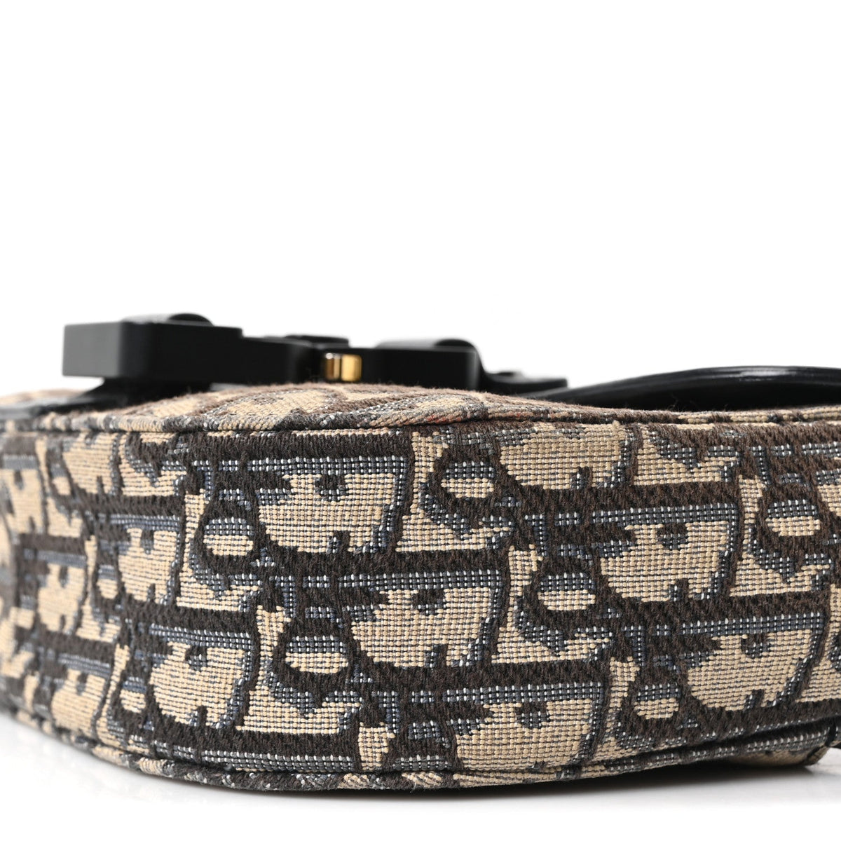 Grained Calfskin Oblique Mini Saddle Messenger Bag With Flap Beige Black