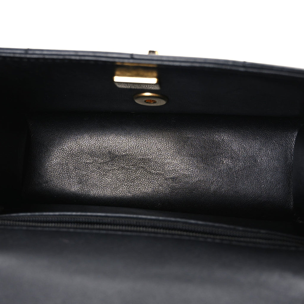 Lambskin Calfskin Mini Chocolate Bar Flap Bag Black