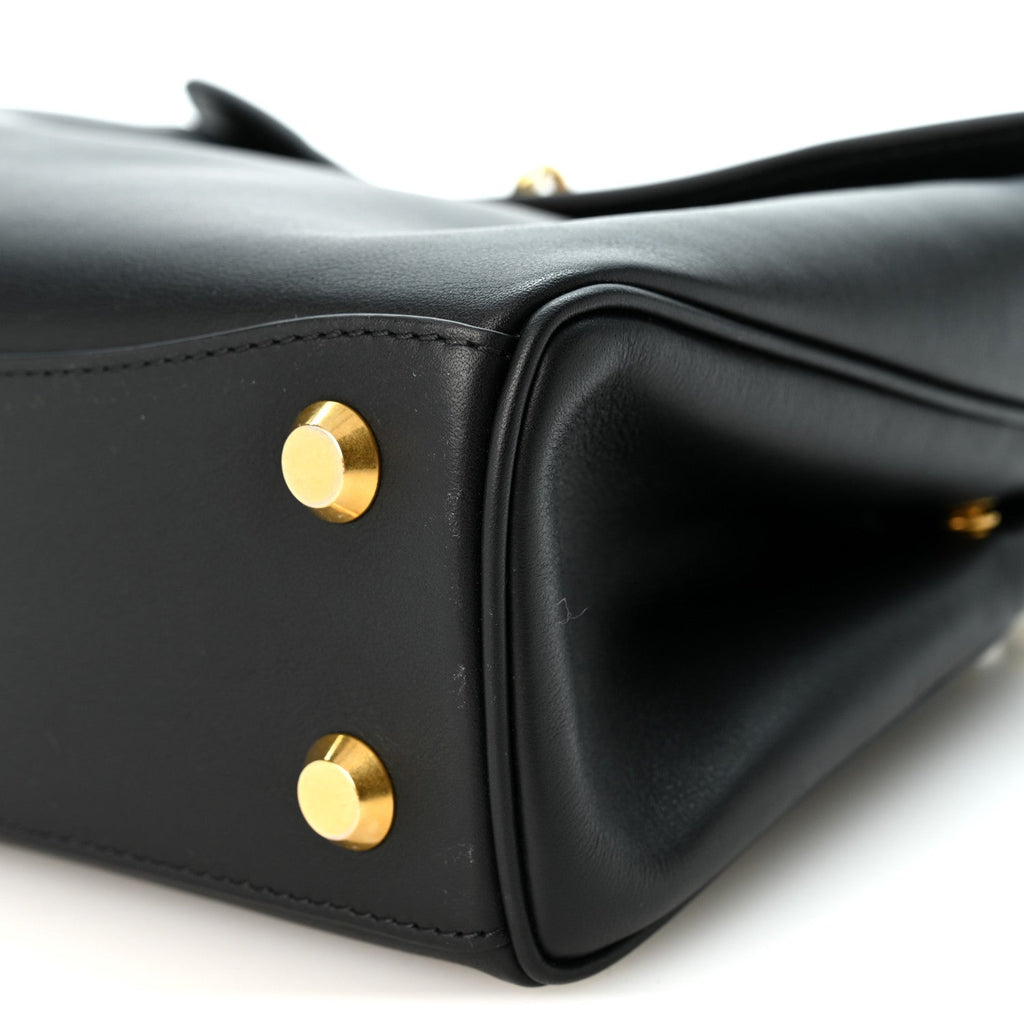 Natural Smooth Calfskin Mini Rodeo Top Handle Handbag Black