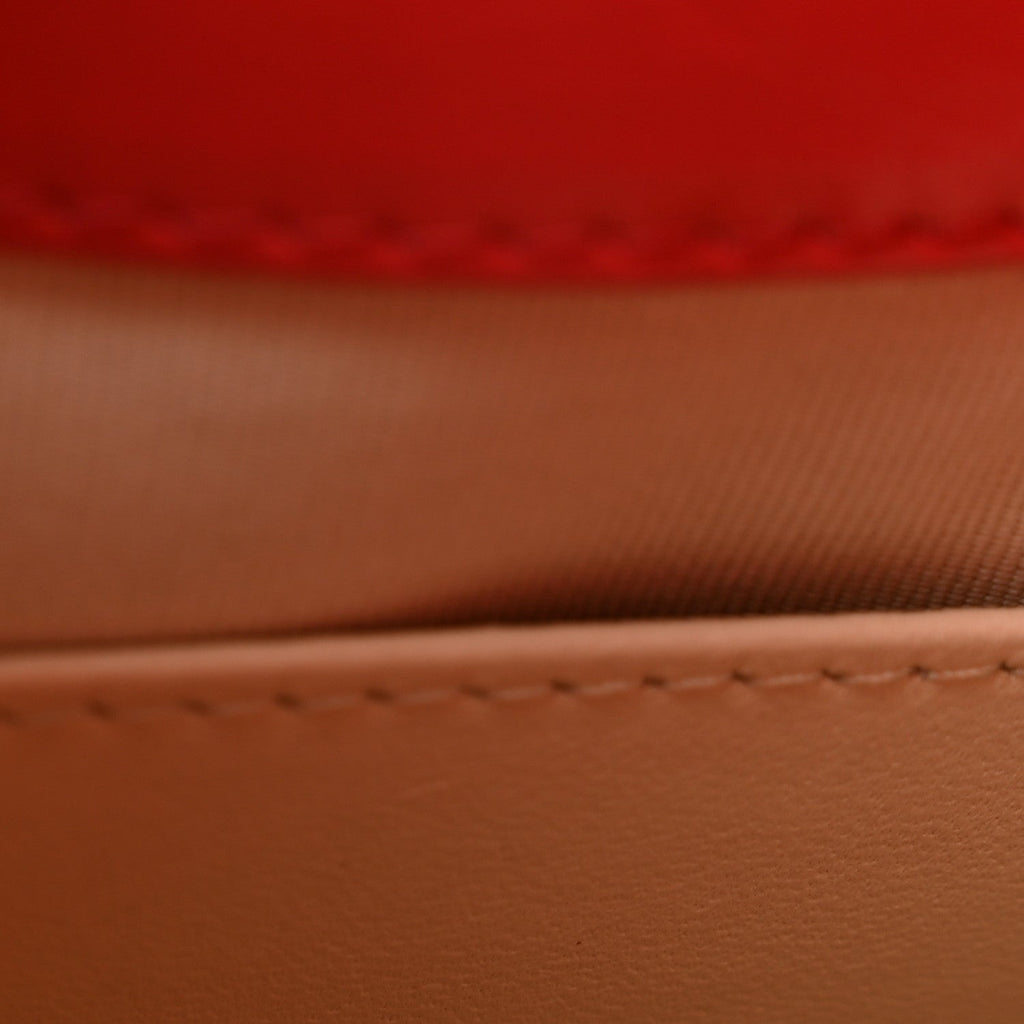 Shiny Crumpled Calfskin Quilted Wavy CC Hobo Red