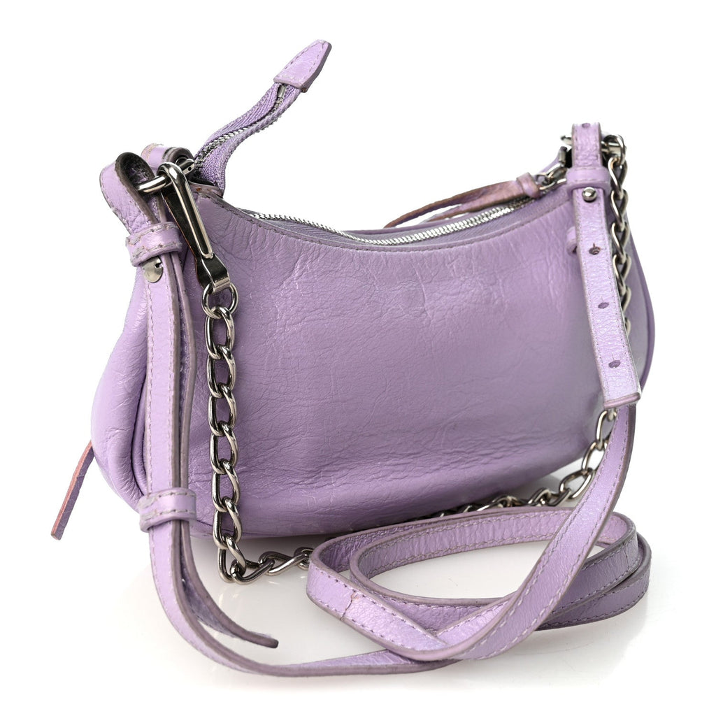 Agneau Arena Le Cagole Mini Purse With Chain Lilac