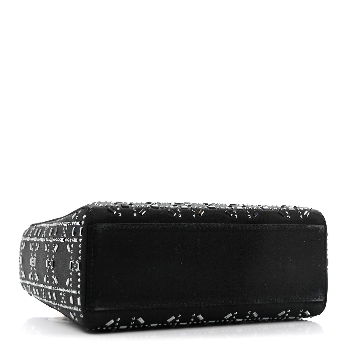 Satin Crystal Cannage Mini Lady Dior Black