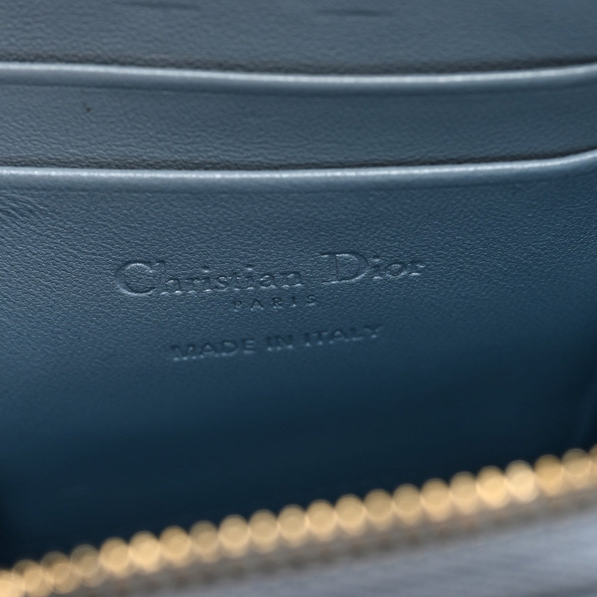 Lambskin Cannage Lady Dior Phone Holder Cloud Blue