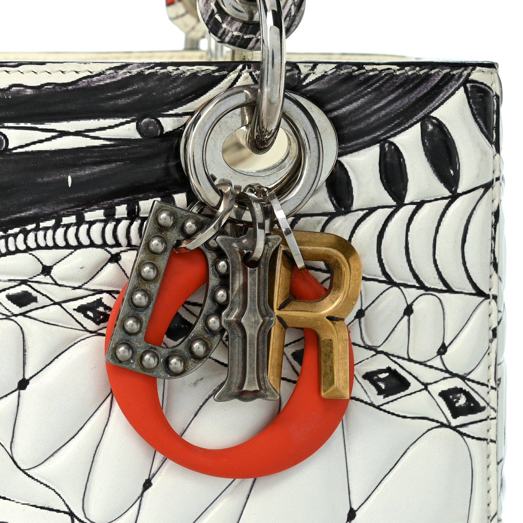 Calfskin Quilted Jack Pierson Art Lady Dior White Black Multicolor