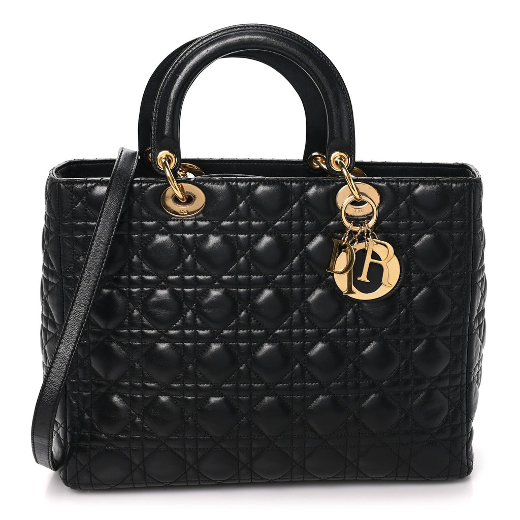 Lambskin Cannage Large Lady Dior Black