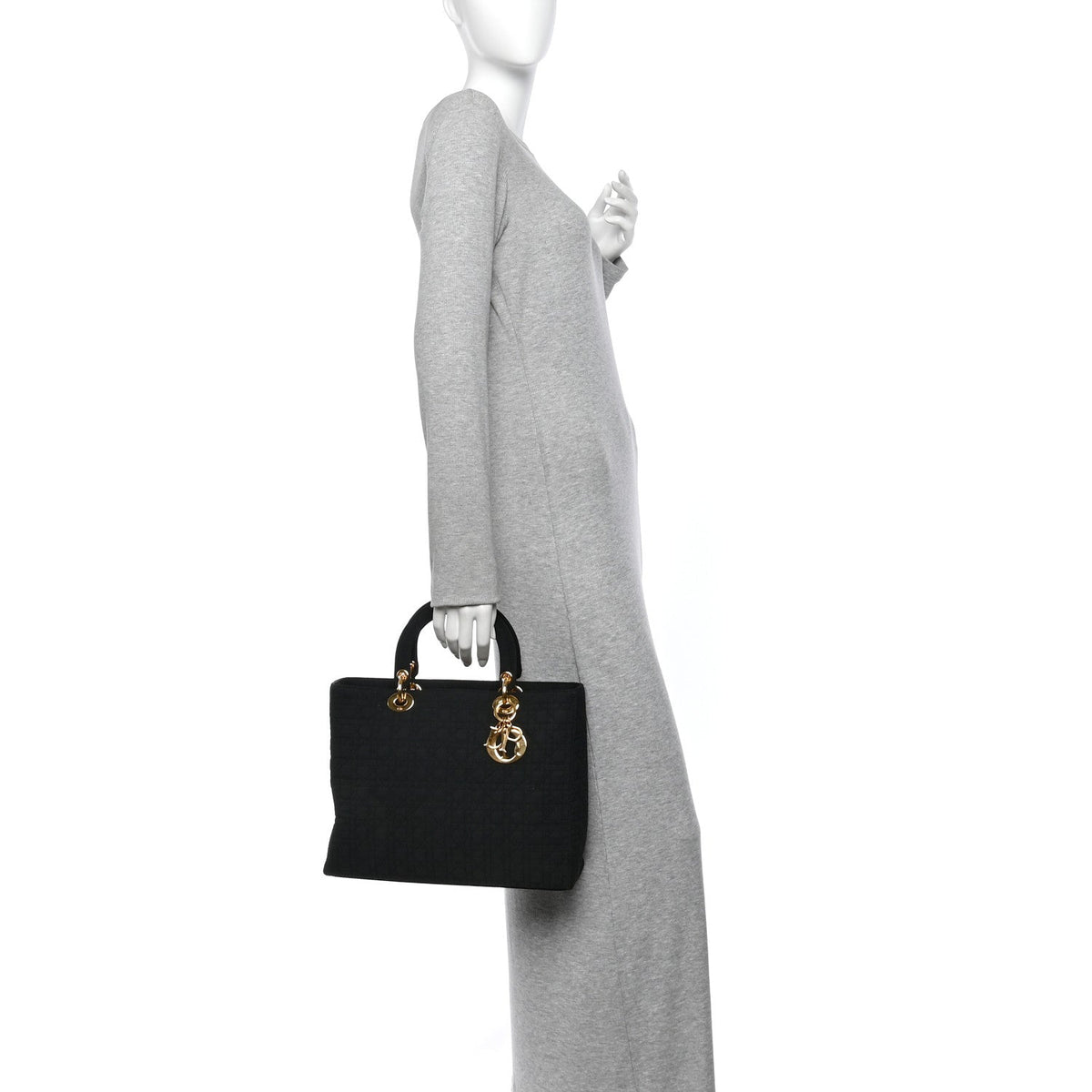 Nylon Cannage Large Lady Dior Black