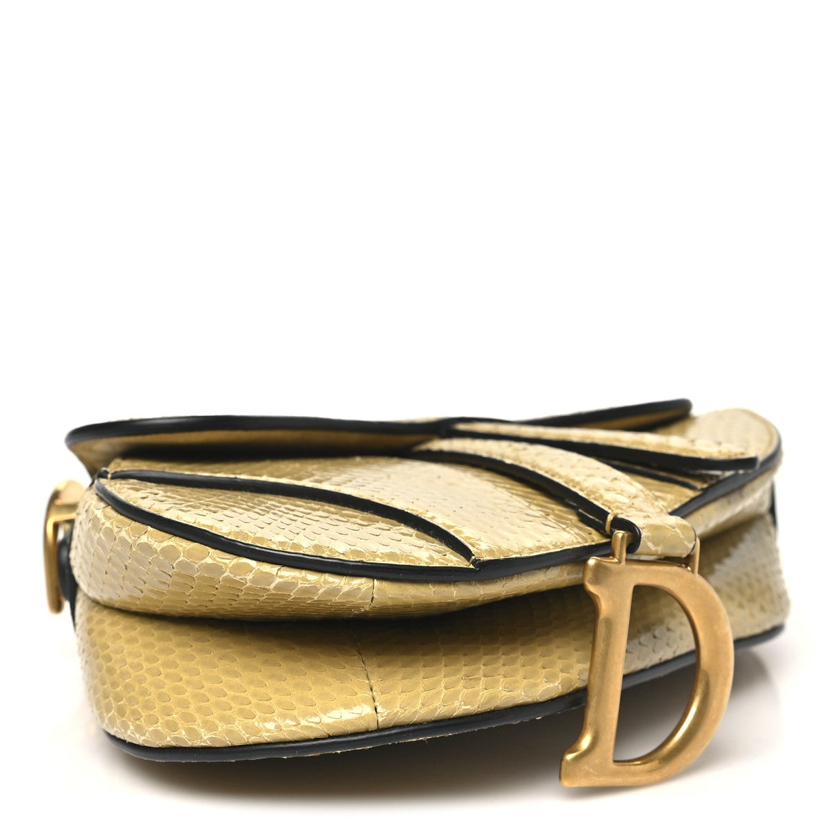 Snakeskin Mini Saddle Bag Beige