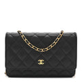 Caviar Quilted Wallet on Chain WOC Black